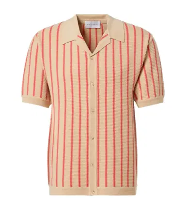 KING & TUCKFIELD Striped knitted wool bowling shirt | Thumbnail 1
