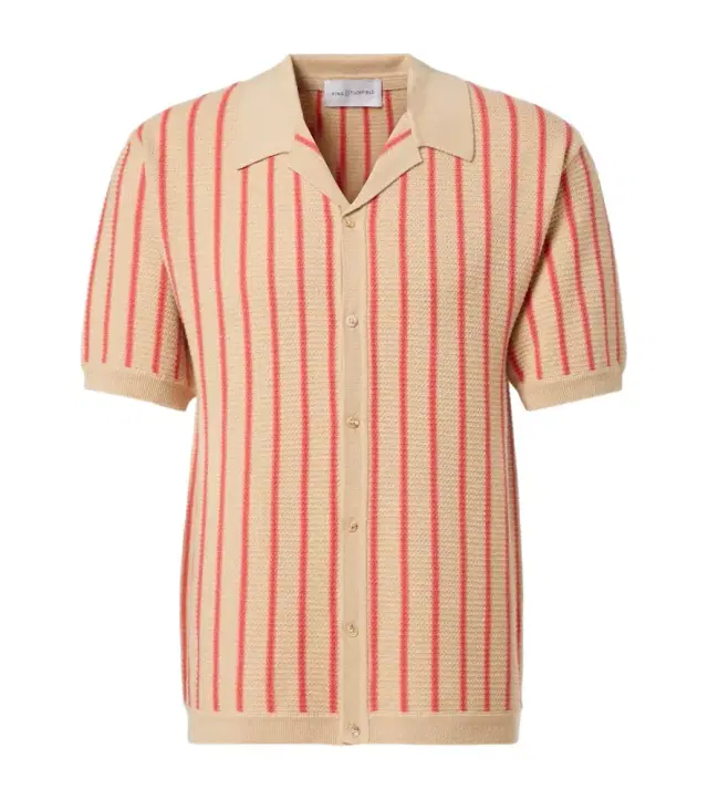 KING & TUCKFIELD Striped knitted wool bowling shirt
