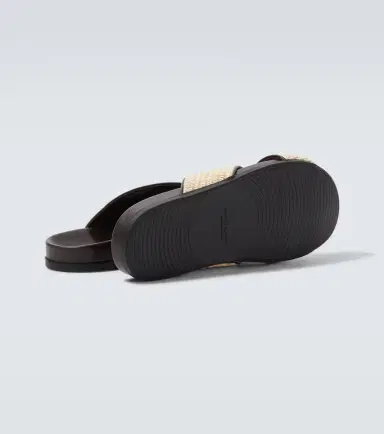 Manolo Blahnik Chiltern leather-trimmed raffia slides | Thumbnail 4 Manolo Blahnik Chiltern leather-trimmed raffia slides | Thumbnail 4
