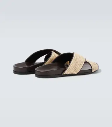 Manolo Blahnik Chiltern leather-trimmed raffia slides | Thumbnail 5 Manolo Blahnik Chiltern leather-trimmed raffia slides | Thumbnail 5