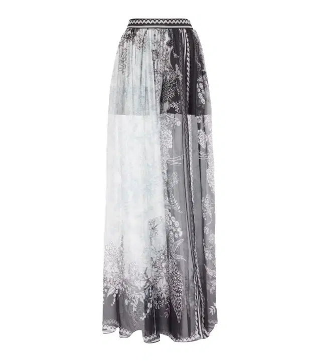 Elie Saab Printed silk chiffon maxi skirt