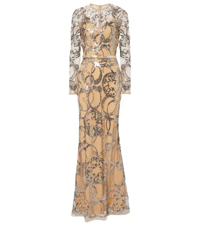 Elie Saab Sequined sheer tulle gown