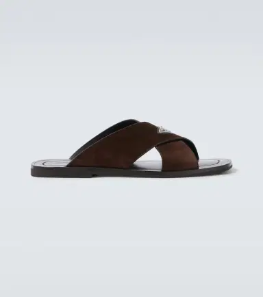 Prada Logo suede and leather sandals | Thumbnail 3