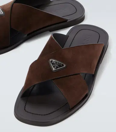 Prada Logo suede and leather sandals | Thumbnail 4
