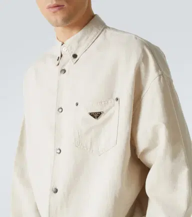 Prada Cotton and linen chambray shirt | Thumbnail 3