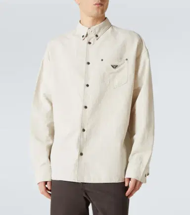 Prada Cotton and linen chambray shirt | Thumbnail 5
