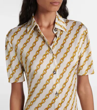 Versace Chain Stripe satin shirt dress | Thumbnail 4