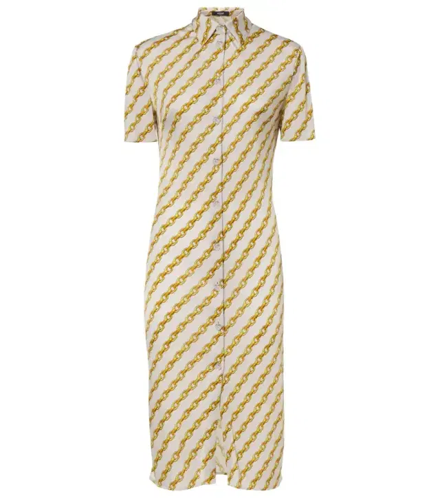 Versace Chain Stripe satin shirt dress