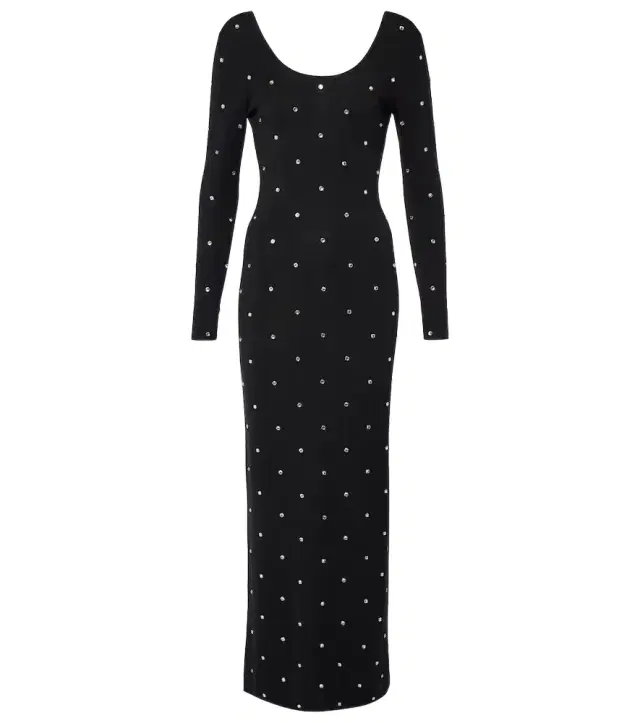 Versace Crystal-embellished virgin wool midi dress