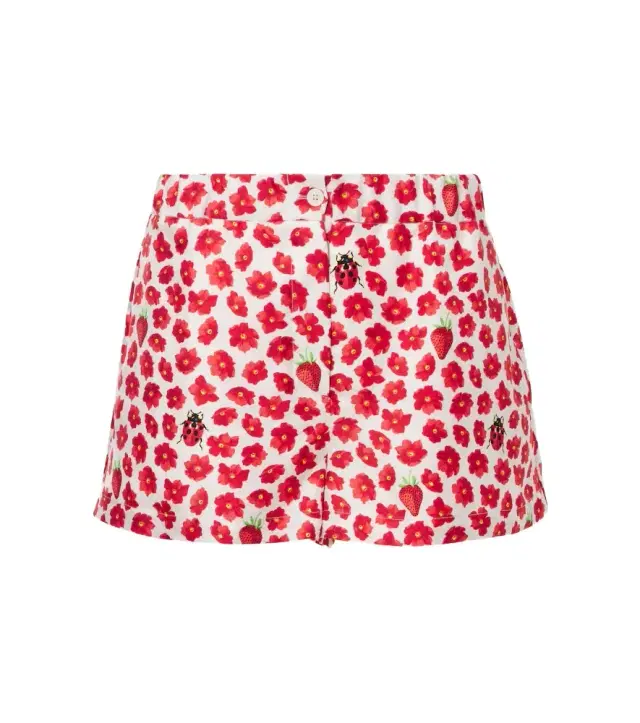 Versace Floral printed silk twill shorts