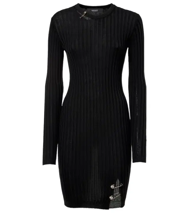 Versace Safety Pin ribbed-knit minidress