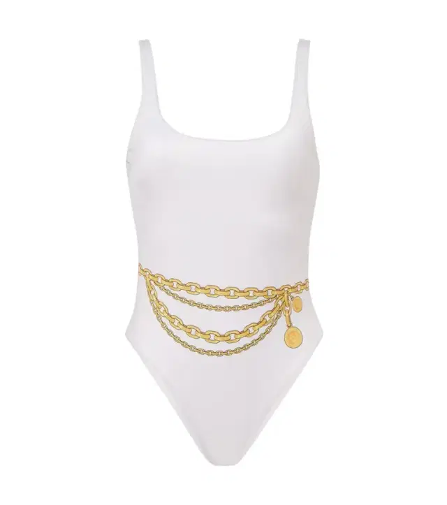 Versace Chain-detail printed swimsuit