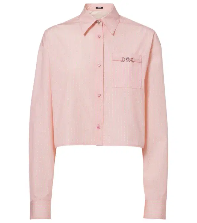 Versace Chain Pinstripe cropped cotton poplin shirt