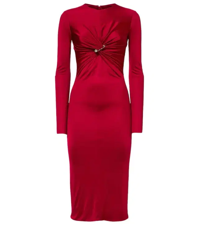 Versace Safety Pin gathered jersey midi dress