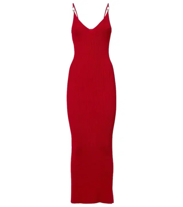 Versace Ribbed-knit slip dress