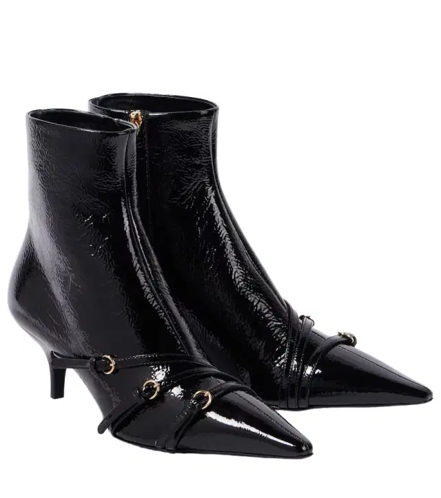 Patent leather ankle boots