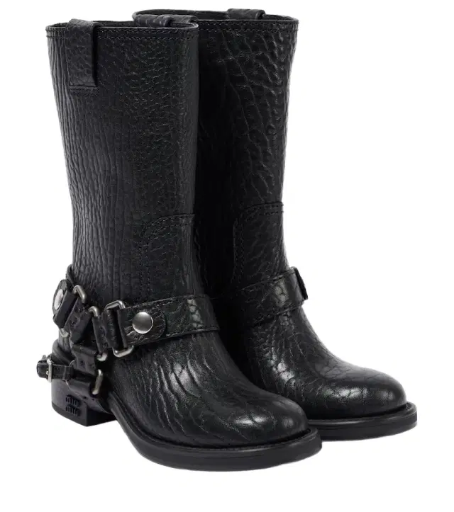 Leather biker boots