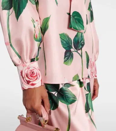 Dolce & Gabbana Floral tie-neck silk satin blouse | Thumbnail 2