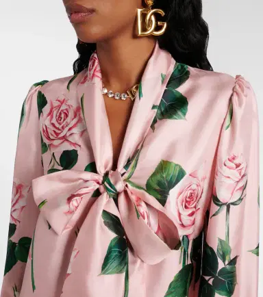 Dolce & Gabbana Floral tie-neck silk satin blouse | Thumbnail 3