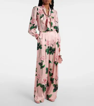Dolce & Gabbana Floral tie-neck silk satin blouse | Thumbnail 4