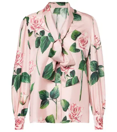 Dolce & Gabbana Floral tie-neck silk satin blouse | Thumbnail 1