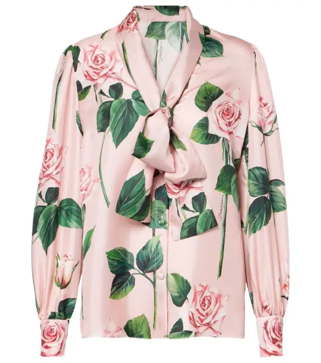 Dolce & Gabbana Floral tie-neck silk satin blouse