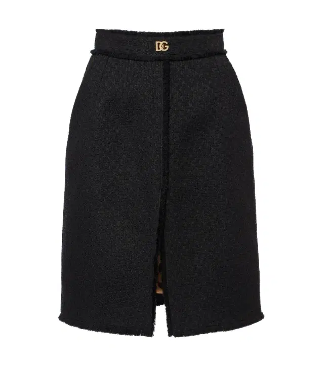 DG wool-blend tweed midi skirt
