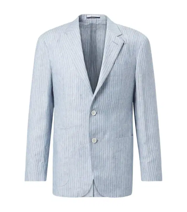 Striped linen-blend blazer