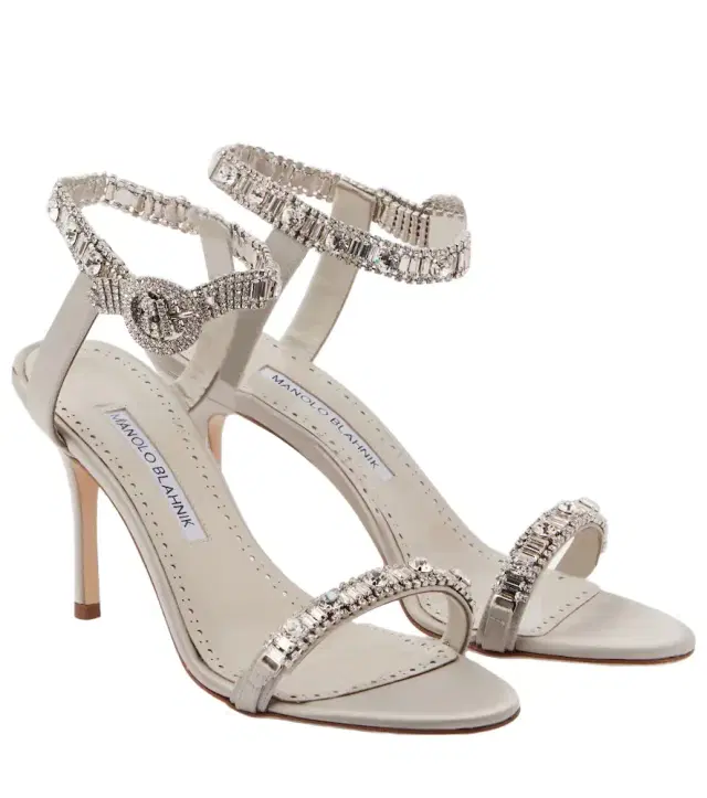 Manolo Blahnik Asa 90 embellished satin sandals
