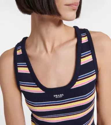 Prada Striped cotton tank top | Thumbnail 4