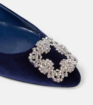 Manolo Blahnik Hangisi embellished velvet ballet flats | Thumbnail 2