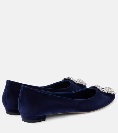 Manolo Blahnik Hangisi embellished velvet ballet flats | Thumbnail 3