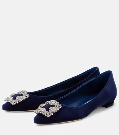 Manolo Blahnik Hangisi embellished velvet ballet flats | Thumbnail 4