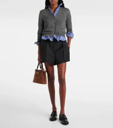 Prada Belted mohair and wool shorts | Thumbnail 2