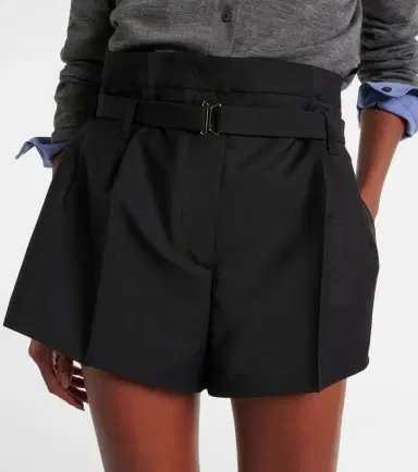 Prada Belted mohair and wool shorts | Thumbnail 4
