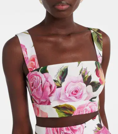 Dolce & Gabbana Floral cotton poplin crop top | Thumbnail 4