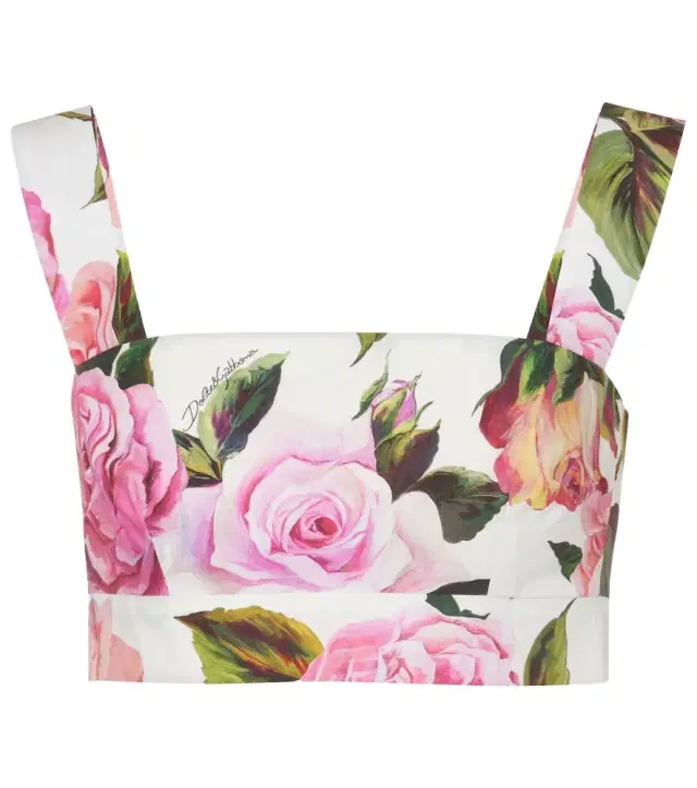 Dolce & Gabbana Floral cotton poplin crop top