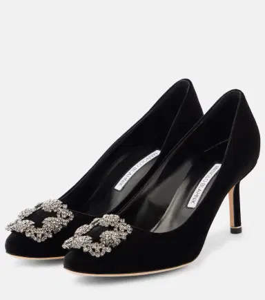 Manolo Blahnik Hangisi 70 embellished velvet pumps | Thumbnail 4