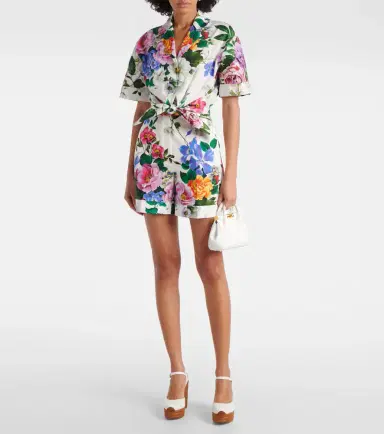 Dolce & Gabbana Cropped floral cotton shirt | Thumbnail 3