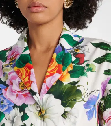 Dolce & Gabbana Cropped floral cotton shirt | Thumbnail 4