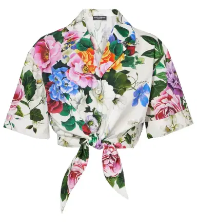 Dolce & Gabbana Cropped floral cotton shirt | Thumbnail 1