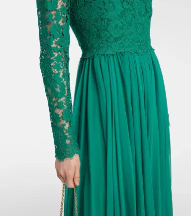 Dolce & Gabbana Lace and silk-blend gown | Thumbnail 2