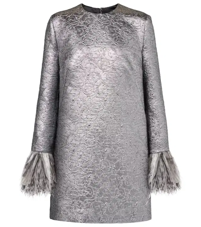Dolce & Gabbana Feather-trimmed lamé minidress
