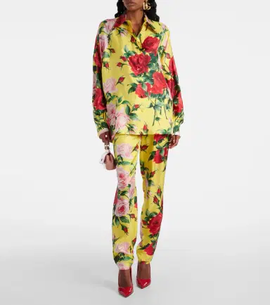 Dolce & Gabbana Floral silk straight pants | Thumbnail 2