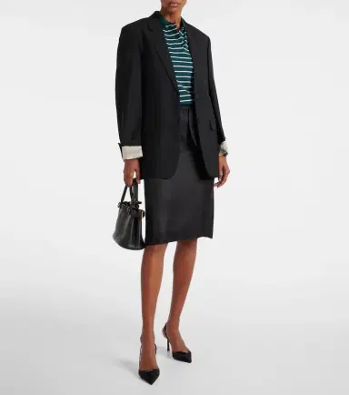 Prada 75 logo leather-trimmed slingback pumps | Thumbnail 2 Prada 75 logo leather-trimmed slingback pumps | Thumbnail 2