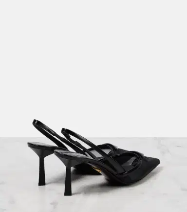 Prada 75 logo leather-trimmed slingback pumps | Thumbnail 5 Prada 75 logo leather-trimmed slingback pumps | Thumbnail 5