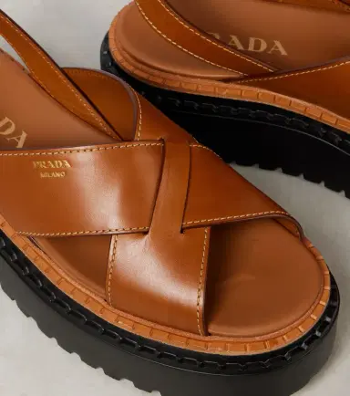 Prada Leather platform sandals | Thumbnail 4