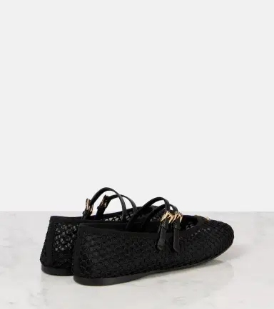 Prada Logo leather-trimmed mesh ballet flats | Thumbnail 2 Prada Logo leather-trimmed mesh ballet flats | Thumbnail 2