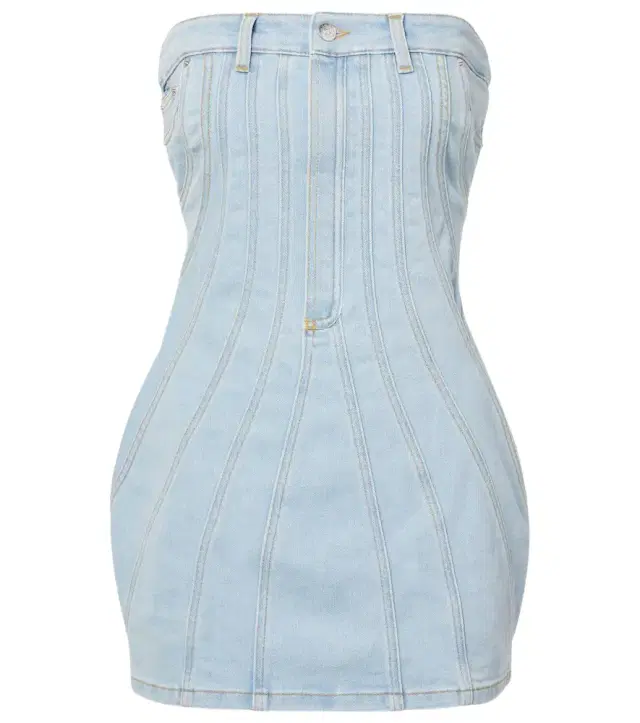 Mugler Paneled denim bustier dress