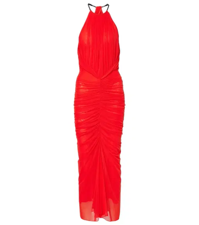 Mugler Ruched halterneck midi dress